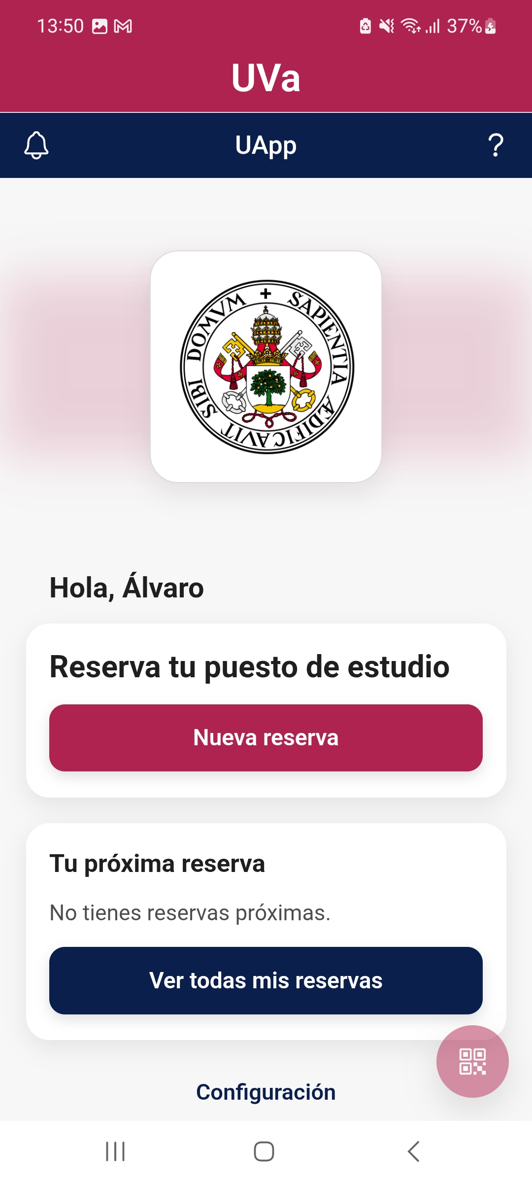 Mockup de la aplicación UniEstudio